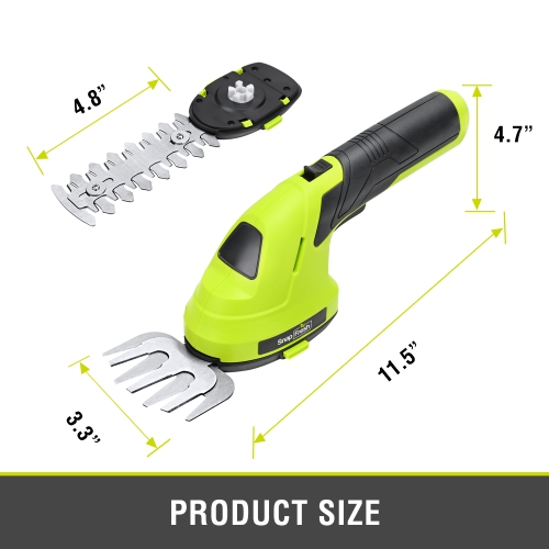 Taille-haie et coupe-herbe sans fil 2-en-1 SnapFresh, taille-arbustes électrique avec batterie et câble de chargement de type C.