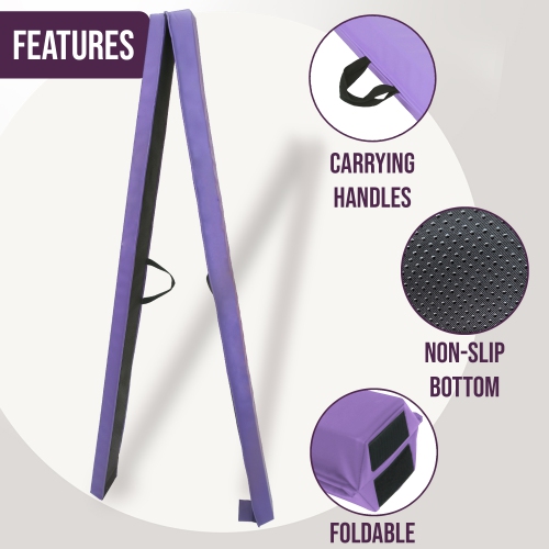 PRISP Folding Gymnastics Balance Beam - 8/10/12FT Training Floor Beam with High Density EVA Foam Core; Home Gymnastics Equipment for Kids, Teens and