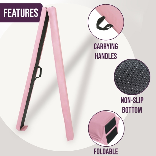 PRISP Folding Gymnastics Balance Beam - 8/10/12FT Training Floor Beam with High Density EVA Foam Core; Home Gymnastics Equipment for Kids, Teens and