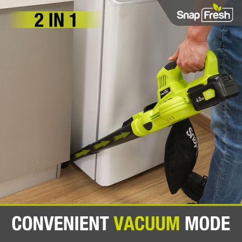 SnapFresh 20V Cordless Blower and Vacuum 2 in 1 Electric Blower with 4.0Ah Battery and Fast Charger