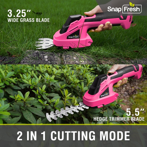 SnapFresh 2 in 1 Cordless Grass Shear and Hedge Trimmer 7.2V Electric Lightweight Shrub Trimmer with Battery and Charger
