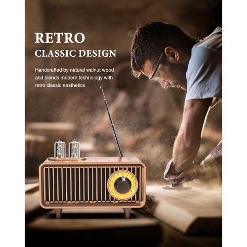 Haut-parleur Bluetooth rétro, Radio rétro Connexion sans fil Bluetooth, Convient pour le bureau à domicile Haut-parleur portatif de fête extérieur