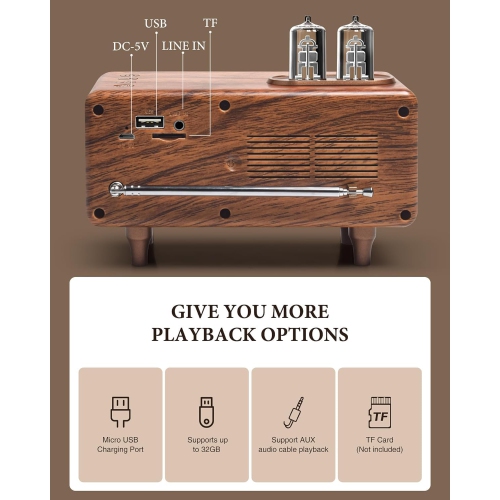 Haut-parleur Bluetooth rétro, Radio rétro Connexion sans fil Bluetooth, Convient pour le bureau à domicile Haut-parleur portatif de fête extérieur