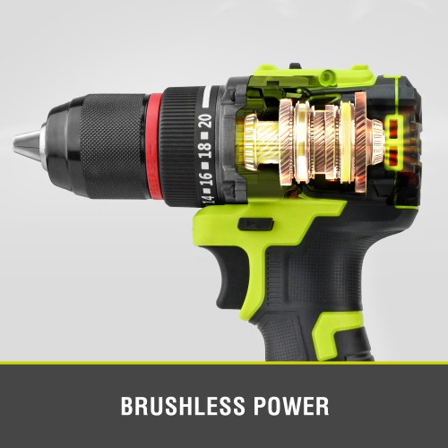 SnapFresh 20V Brushless Cordless Drill 1/2 in Power Drill Set 2 Speeds 21+1 Torque with 2.0Ah Battery and Fast Charger