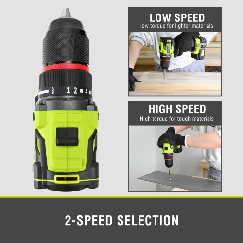 SnapFresh 20V Brushless Cordless Drill 1/2 in Power Drill Set 2 Speeds 21+1 Torque with 2.0Ah Battery and Fast Charger