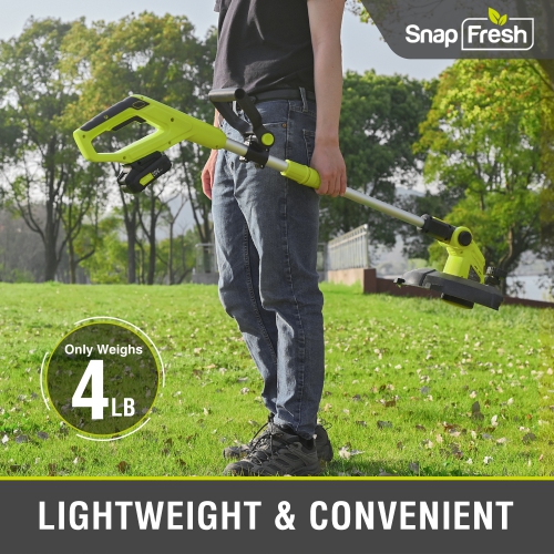 SnapFresh 20V Cordless String Trimmer 12 Inch Electric Weed Eater with 2.0Ah Battery, Fast Charger and Auto Feed Spool