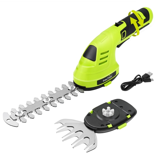 SnapFresh 8V Cordless 2 in 1 Grass Shear and Hedge Trimmer with Rotating Head and Battery for Garden and Lawn