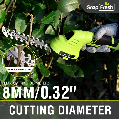 SnapFresh 8V Cordless 2 in 1 Grass Shear and Hedge Trimmer with Rotating Head and Battery for Garden and Lawn