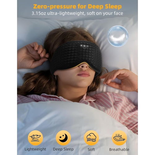 3D Sleep Mask with Bluetooth Headphones,Adjustable Blackout Sleeping Mask,Sleeping Headphones with Ultra-Thin Stereo Speakers for Men Women