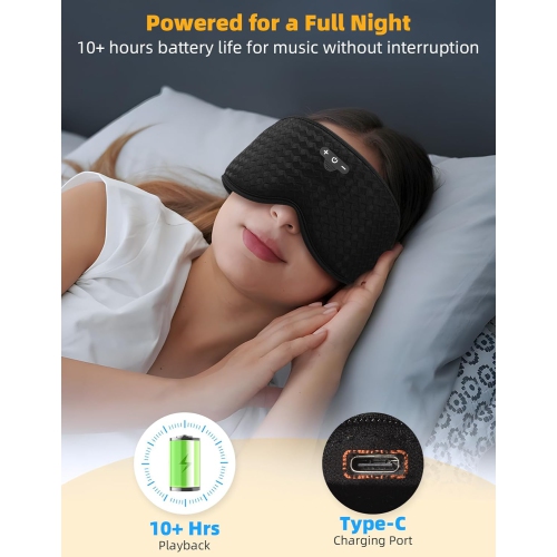 3D Sleep Mask with Bluetooth Headphones,Adjustable Blackout Sleeping Mask,Sleeping Headphones with Ultra-Thin Stereo Speakers for Men Women