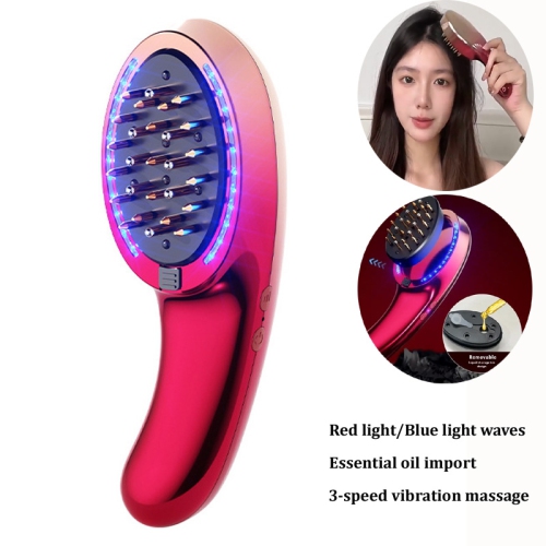 Peigne de massage électrique pour le cuir chevelu Red Blue Light Wave Massage par vibration pour les follicules pileux sur l'applicateur d'huile