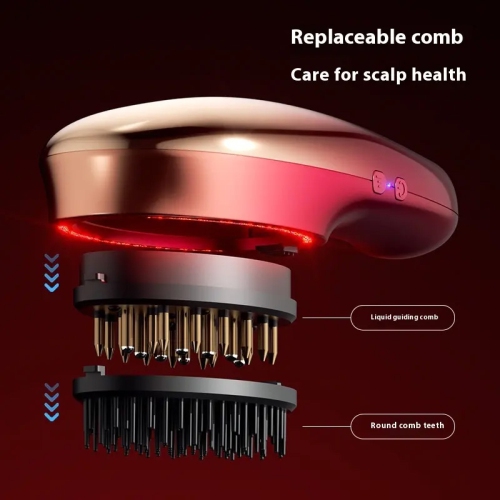 Peigne de massage électrique pour le cuir chevelu Red Blue Light Wave Massage par vibration pour les follicules pileux sur l'applicateur d'huile