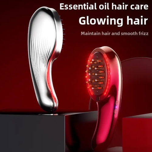 Peigne de massage électrique pour le cuir chevelu Red Blue Light Wave Massage par vibration pour les follicules pileux sur l'applicateur d'huile