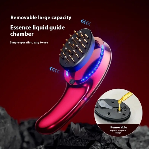 Peigne de massage électrique pour le cuir chevelu Red Blue Light Wave Massage par vibration pour les follicules pileux sur l'applicateur d'huile