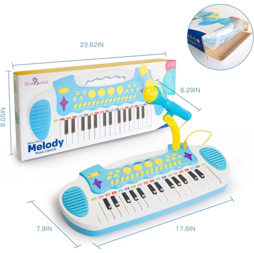 Piano Toy Keyboard for Kids Multifunctional Music Instruments with Microphone for Girls Birthday Gift 3 4 5 Years Old 31 Keys