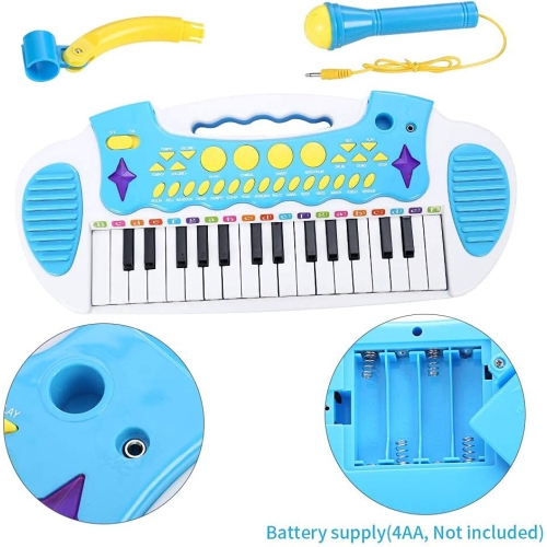 Piano Toy Keyboard for Kids Multifunctional Music Instruments with Microphone for Girls Birthday Gift 3 4 5 Years Old 31 Keys