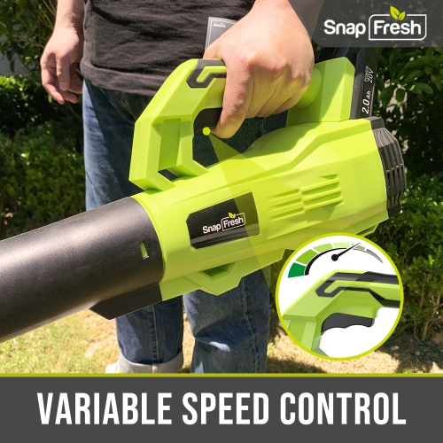SnapFresh 20V Cordless Leaf Blower 180 CFM with 2.0Ah Battery and Fast Charger Lightweight Electric Blower for Leaves and Dust