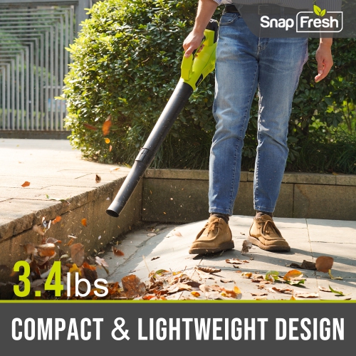 SnapFresh 20V Cordless Leaf Blower 180 CFM with 2.0Ah Battery and Fast Charger Lightweight Electric Blower for Leaves and Dust