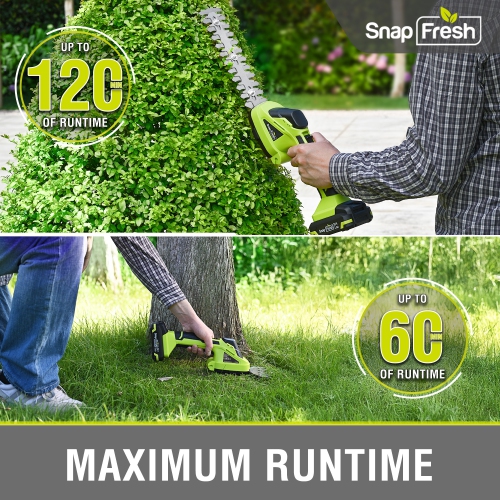 SnapFresh 20V Cordless Hedge Trimmer 2 in 1 Hedge Trimmer and Grass Shears with 2.0Ah Battery and Fast Charger