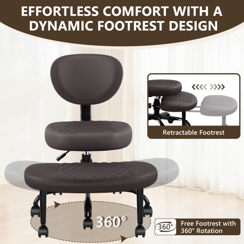 Coolhut Ergonomic Cross-Legged Office Chair, Squatting Kneeling Chair Yoga Meditation Chair with Wheels, ADHD Stool Swivel Desk Chair, Adjustable