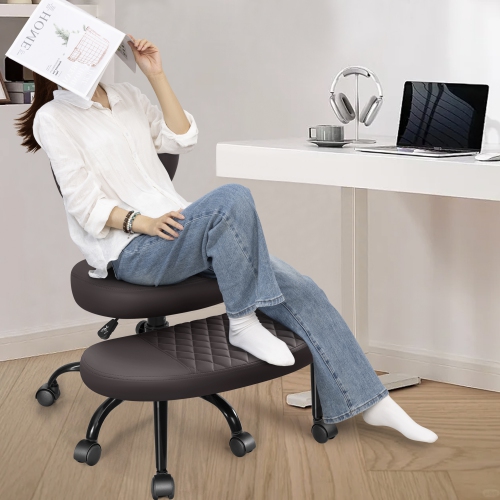 Coolhut Ergonomic Cross-Legged Office Chair, Squatting Kneeling Chair Yoga Meditation Chair with Wheels, ADHD Stool Swivel Desk Chair, Adjustable