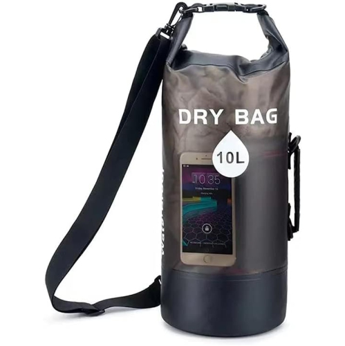 Waterproof Dry Bag Backpack, Translucent, for Boating, Kayaking, Hiking, Canoeing, Fishing, Swimming, and Camping with Adjustable Straps - Black, 10