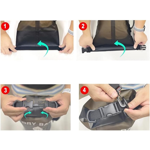 Waterproof Dry Bag Backpack, Translucent, for Boating, Kayaking, Hiking, Canoeing, Fishing, Swimming, and Camping with Adjustable Straps - Black, 10