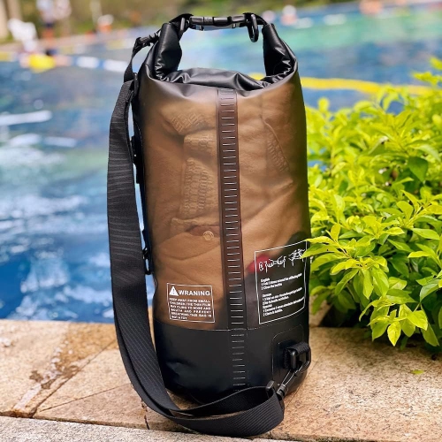 Waterproof Dry Bag Backpack, Translucent, for Boating, Kayaking, Hiking, Canoeing, Fishing, Swimming, and Camping with Adjustable Straps - Black, 10