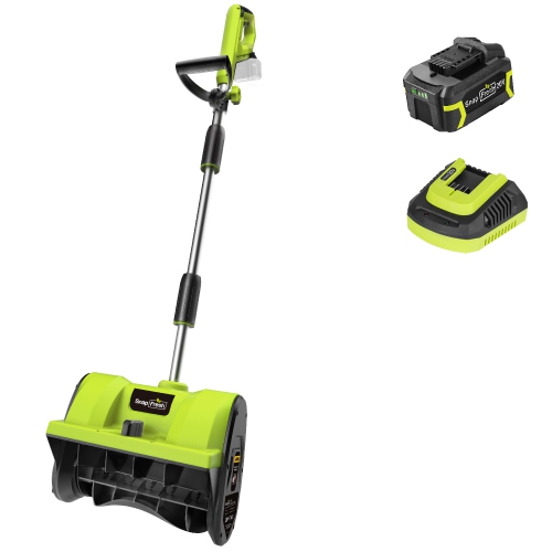 SnapFresh 20V Cordless Snow Shovel 12 Inch Electric Thrower with Adjustable Handle and 4.0Ah Battery - Green
