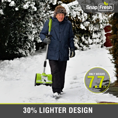 SnapFresh 20V Cordless Snow Shovel 12 Inch Electric Thrower with Adjustable Handle and 4.0Ah Battery - Green