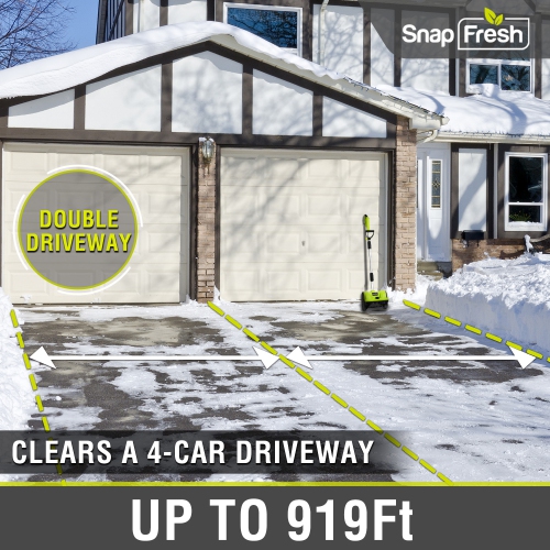 SnapFresh 20V Cordless Snow Shovel 12 Inch Electric Thrower with Adjustable Handle and 4.0Ah Battery - Green
