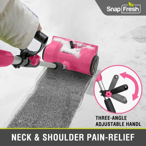 Souffleuse à neige électrique sans fil 12 po 20 V de SnapFresh avec poignée réglable et batterie 4,0 Ah - Rose