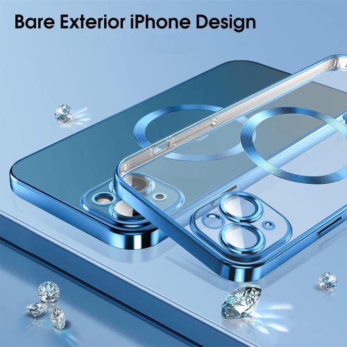 Tasnim Magnetic Case for iPhone 14 Plus 6.7-Inch Compatible with MagSafe, Translucent Matte Back Slim Shockproof Phone Cover - Blue