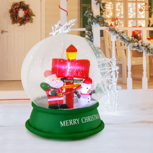 COSTWAY  4 Ft Christmas Inflatable Santa Snow Globe Light Up Crystal Ball With Snowman
