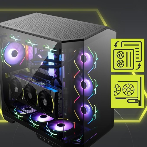 MSI MAG PANO 100L PZ Mid Tower ATX Gaming Case, ABS Plastic, SPCC Steel, Tempered Glass, Support Back-Connect, 270-degree Panoramic Display, GPU
