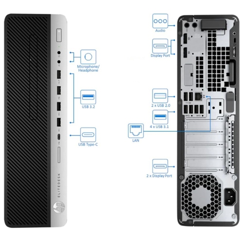 HP EliteDesk Small Form Factor Business Desktop - Intel Core i5-8500, 32GB Memory, 1TB SSD, Win 11 Pro + Wi-Fi by HP - Refurbished condition - Image 3