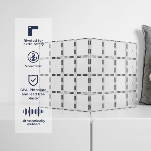 Ensemble de 2 assiettes de base transparentes avec tuiles magnétiques de Connetix