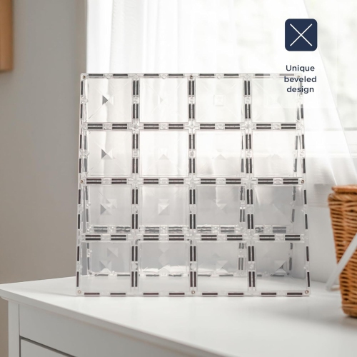 Ensemble de 2 assiettes de base transparentes avec tuiles magnétiques de Connetix