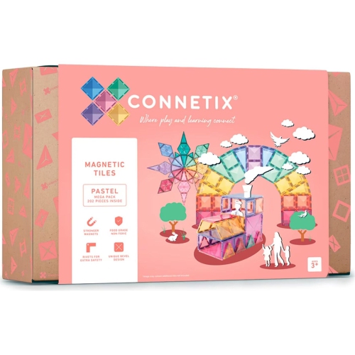 Connetix 202-piece Magnetic Tiles Mega Pack - Pastel