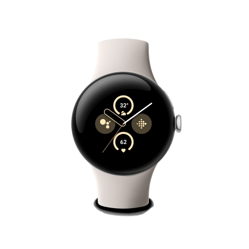 Open Box - Google Pixel Watch 2 - WiFi - Polished Silver Aluminum Case/Porcelain Active Band