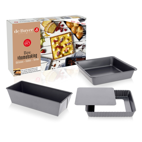 DEBUYER – Boîte de cuisson pour la maison, tarte et gâteaux, 9&nbsp;po/23&nbsp;cm, petit format, 10x4&nbsp;po/25 tablettes, rectangulaire 10&nbsp;cm,