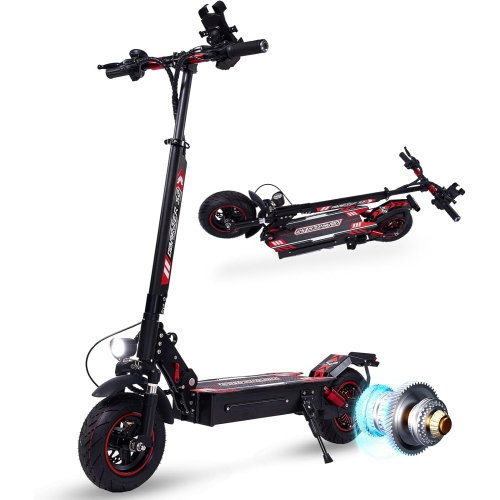 OBARTER S2 Foldable Electric Scooter - 1000W Motor, 40KM Range, 100KG Load, 10-inch Tubeless Fat Tire, Steel Frame, Black & Red