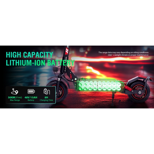 OBARTER S2 Foldable Electric Scooter - 1000W Motor, 40KM Range, 100KG Load, 10-inch Tubeless Fat Tire, Steel Frame, Black & Red