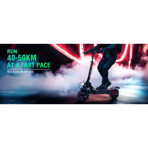 OBARTER S2 Foldable Electric Scooter - 1000W Motor, 40KM Range, 100KG Load, 10-inch Tubeless Fat Tire, Steel Frame, Black & Red