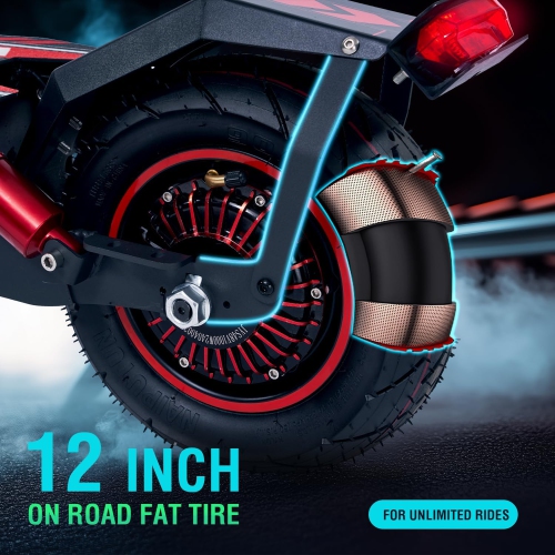 OBARTER S2 Foldable Electric Scooter - 1000W Motor, 40KM Range, 100KG Load, 10-inch Tubeless Fat Tire, Steel Frame, Black & Red