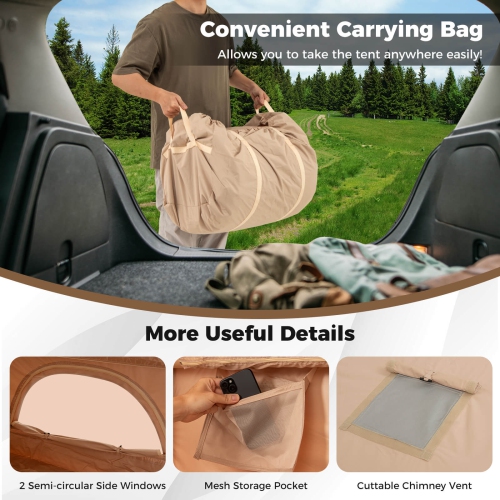 Tente gonflable Costway 4-6 personnes avec 4 fenêtres en filet et 2 portes Skylight Sac de transport vert/blanc