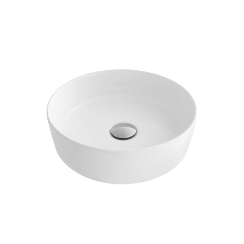 Stylish 14"w White Round Vessel Bathroom Sink P-229H