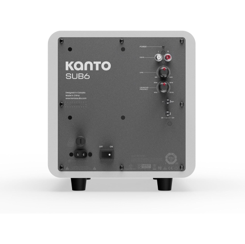 Kanto SUB6 Sealed Powered Subwoofer | 200W Peak Power | 6” Woofer | Quick & Accurate Bass | Ultra-Compact Design | Matte White w/White Grille