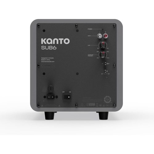 Haut-parleur d'extrêmes graves amplifié scellé SUB6 de Kanto | Puissance de crête 200&nbsp;W | Haut-parleur de graves de 6&nbsp;po | Basses rapides