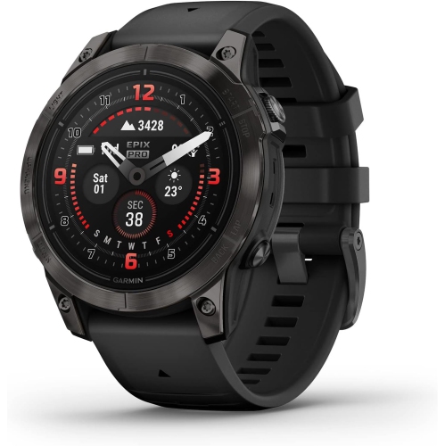 Refurbished - Garmin Epix Pro Watch - 47 mm - Sapphire Edition - Carbon Grey DLC Titanium with Black Band